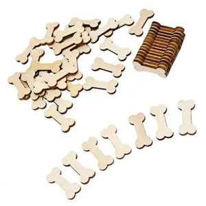 100pcs Wooden Dog Bones Plain Unfinished Wood Craft Ready to Paint or Decorate Best for Tags,Earrings,Wedding,Family Birthday Calendar,Plaque,Jewelry