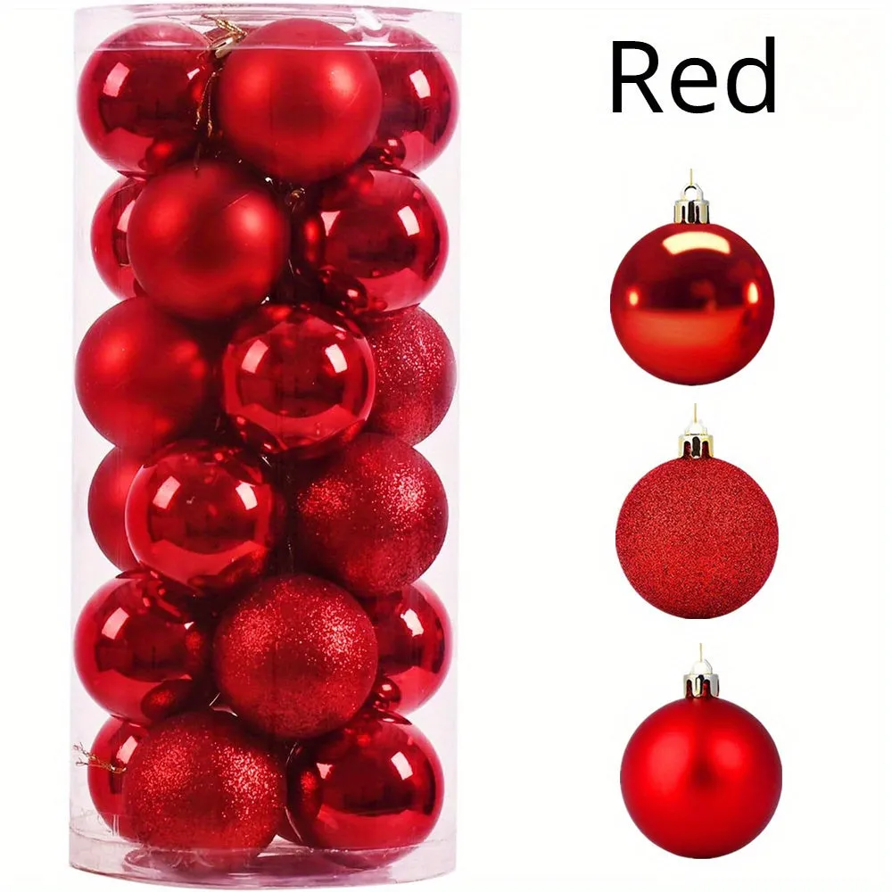 24pc Festive Hanging Ball Set for Holiday Home Decor