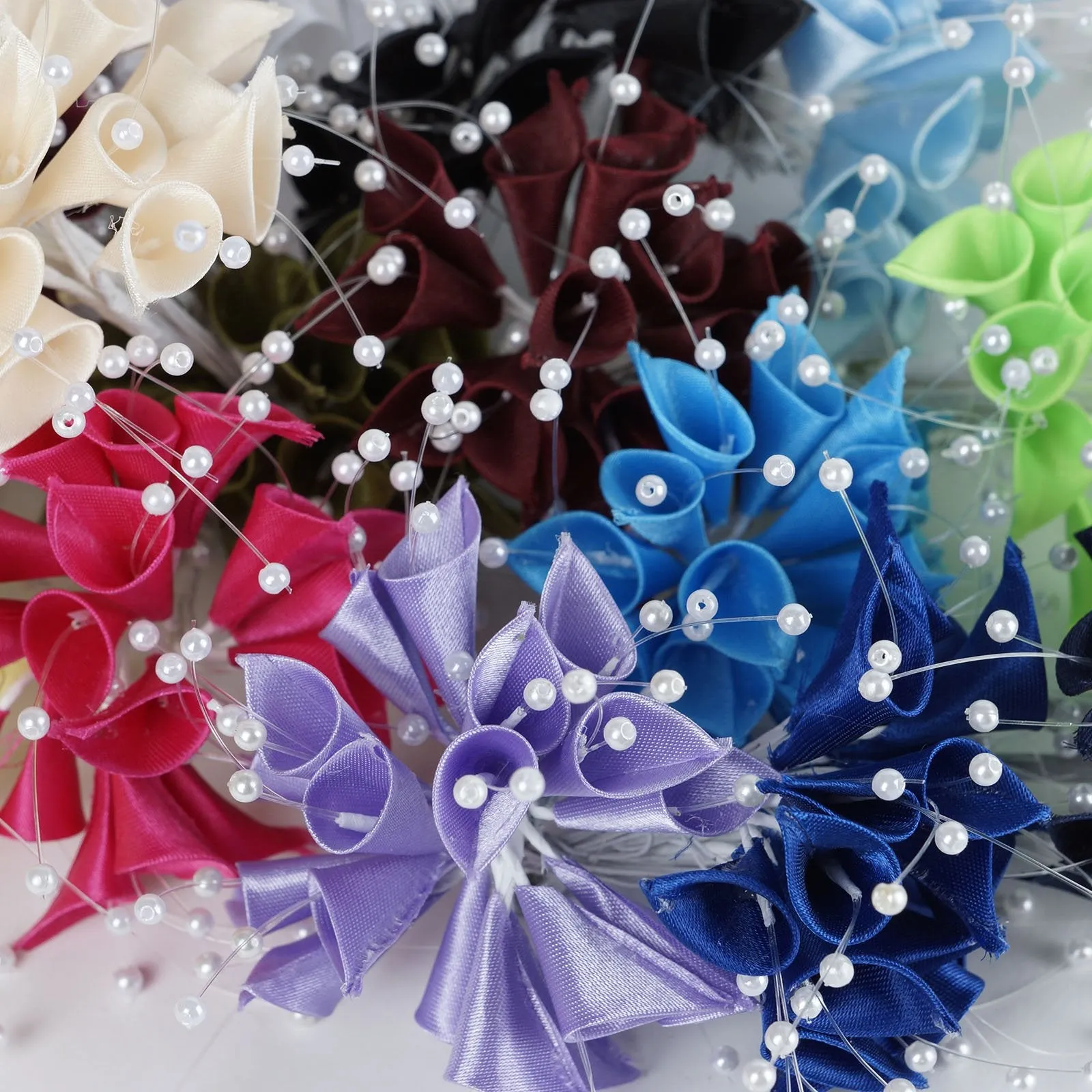 72 Poly Fushia Calla Lily Bead Flowers With Pearl Spray For Wedding Home Craft Decor