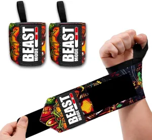 BEAST MODE Wrist wraps for Weightlifting Men & Women, Wrist Straps For Gym, Wrist Bands.Great for Deadlift, Bodybuilding ,Hand Grip, Boxing, Strength Training, Bench Press & Wrist Support