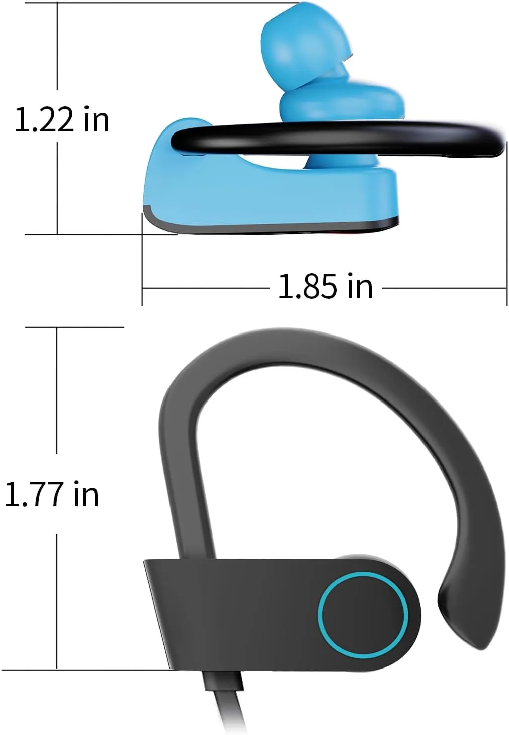 Bluetooth Headphones, Wireless Headphones 16H Playtime Wireless Earbuds with Mic Stereo in-Ear Earphones, IPX7 Waterproof Sports Headphones Sound Isolation Headsets for Running, Workout Blue