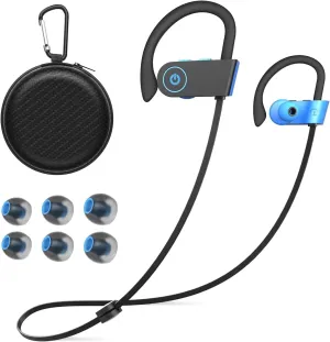 Bluetooth Headphones, Wireless Headphones 16H Playtime Wireless Earbuds with Mic Stereo in-Ear Earphones, IPX7 Waterproof Sports Headphones Sound Isolation Headsets for Running, Workout Blue