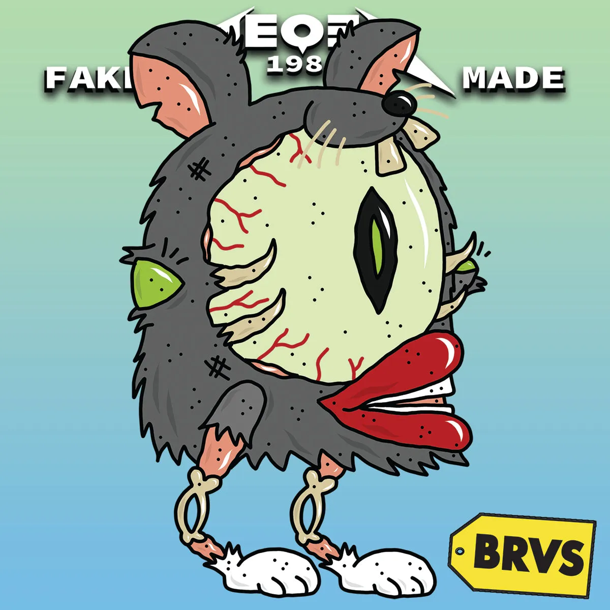 BRVS x AEQEA Man Machine Xodiac Kaiju Cyberpunk sticker vinyl art pack 3x3" Limited Edition of 50