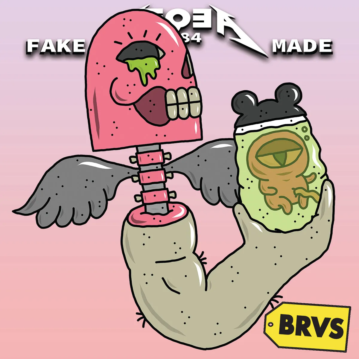 BRVS x AEQEA Man Machine Xodiac Kaiju Cyberpunk sticker vinyl art pack 3x3" Limited Edition of 50