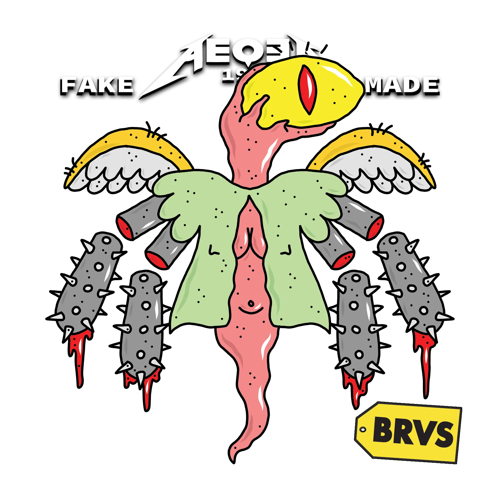 BRVS x AEQEA Man Machine Xodiac Kaiju Cyberpunk sticker vinyl art pack 3x3" Limited Edition of 50