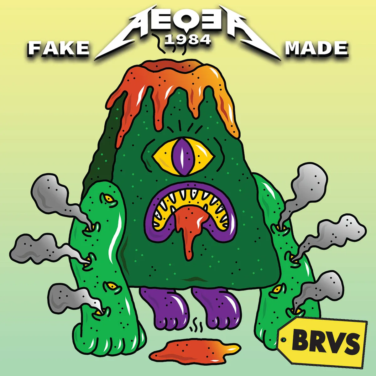 BRVS x AEQEA Man Machine Xodiac Kaiju Cyberpunk sticker vinyl art pack 3x3" Limited Edition of 50