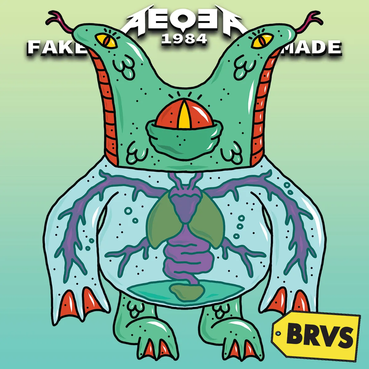 BRVS x AEQEA Man Machine Xodiac Kaiju Cyberpunk sticker vinyl art pack 3x3" Limited Edition of 50