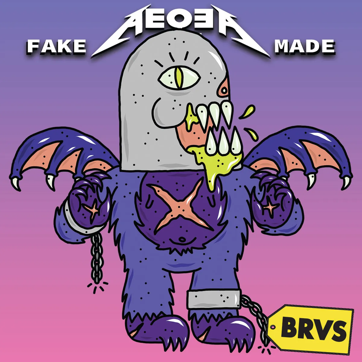 BRVS x AEQEA Man Machine Xodiac Kaiju Cyberpunk sticker vinyl art pack 3x3" Limited Edition of 50