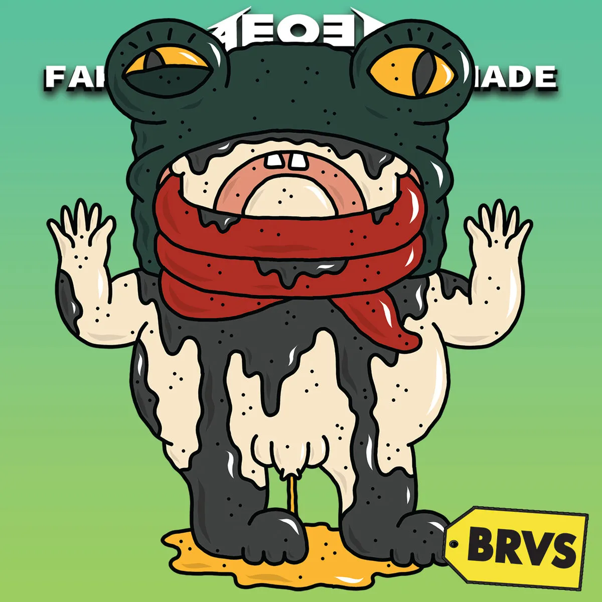 BRVS x AEQEA Man Machine Xodiac Kaiju Cyberpunk sticker vinyl art pack 3x3" Limited Edition of 50