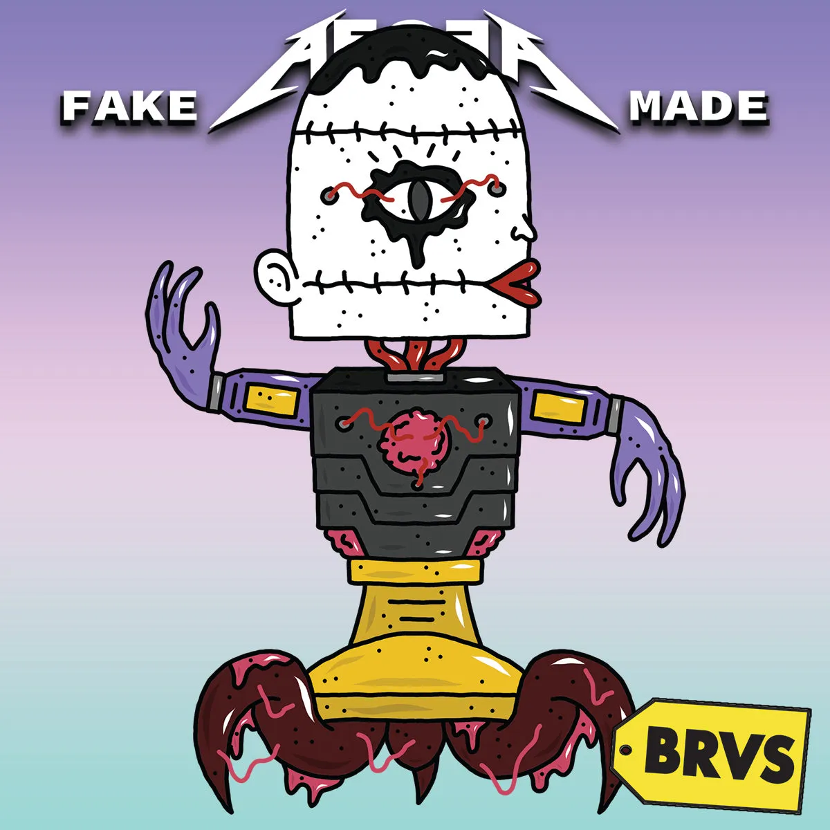 BRVS x AEQEA Man Machine Xodiac Kaiju Cyberpunk sticker vinyl art pack 3x3" Limited Edition of 50