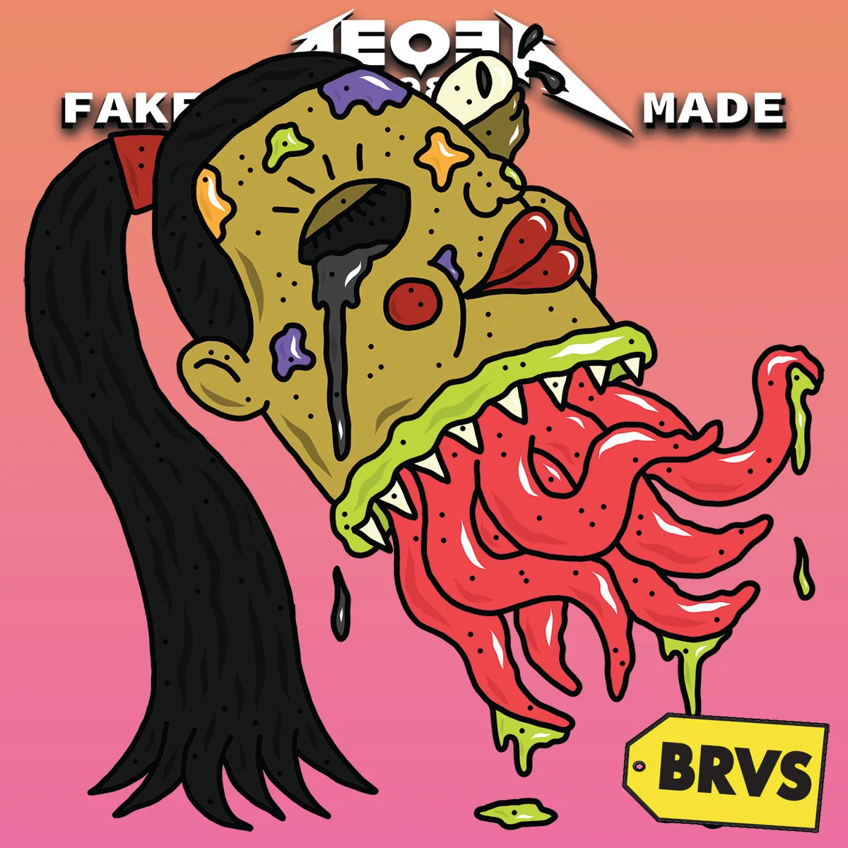 BRVS x AEQEA Man Machine Xodiac Kaiju Cyberpunk sticker vinyl art pack 3x3" Limited Edition of 50
