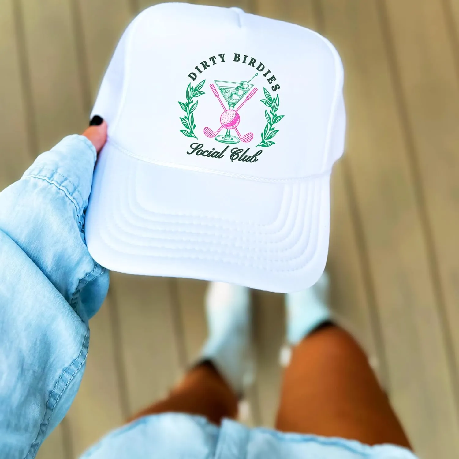 Dirty Birdies Social Club Funny Golf Women's Classic 5 Panel Mesh Snap Back Trucker Hat