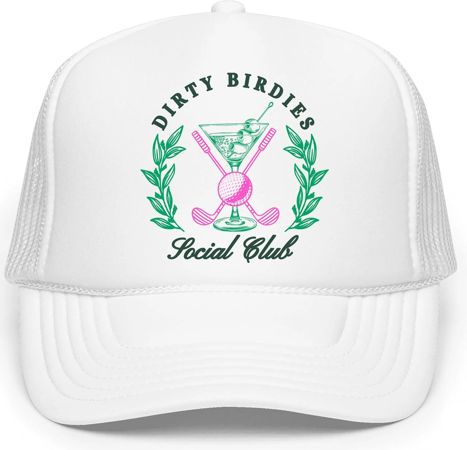 Dirty Birdies Social Club Funny Golf Women's Classic 5 Panel Mesh Snap Back Trucker Hat