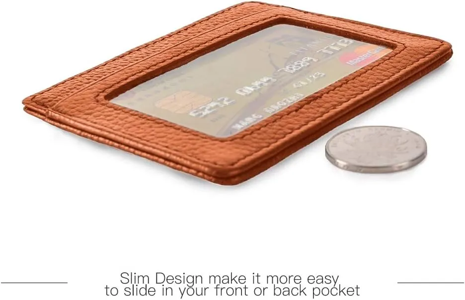 EASTNIGHTS Credit Card Holder Slim Wallet Leather Minimalist Wallet with ID Window