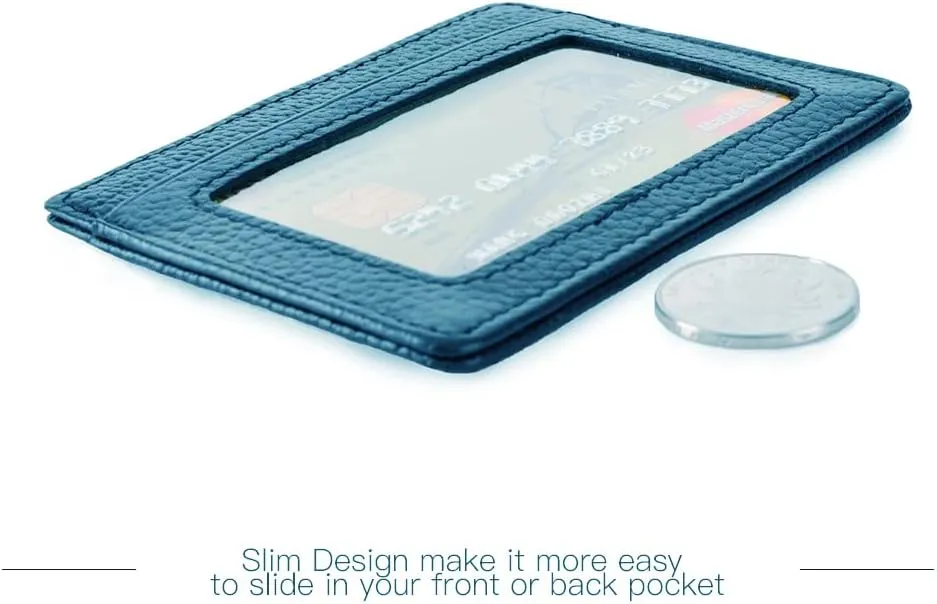 EASTNIGHTS Credit Card Holder Slim Wallet Leather Minimalist Wallet with ID Window