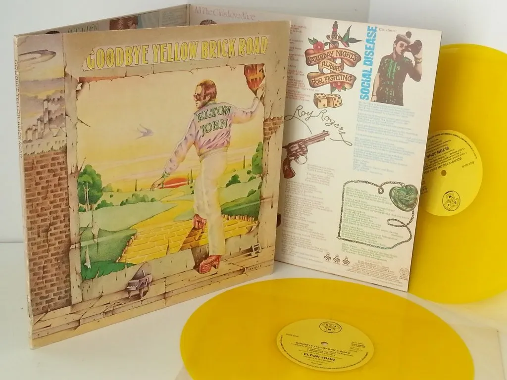 ELTON JOHN goodbye yellow brick road, trifold sleeve, yellow vinyl, DJE 29001...