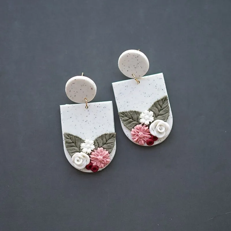 Handmade Floral Polymer Clay Earring Collection