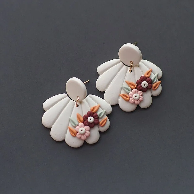 Handmade Floral Polymer Clay Earring Collection