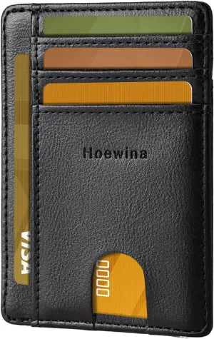 Hoewina Slim Wallet for Men, Credit Card Holder Wallet, Minimalist Design - RFID Blocking Front Pocket Leather Thin Wallet for Men and Women(Cloud Black)