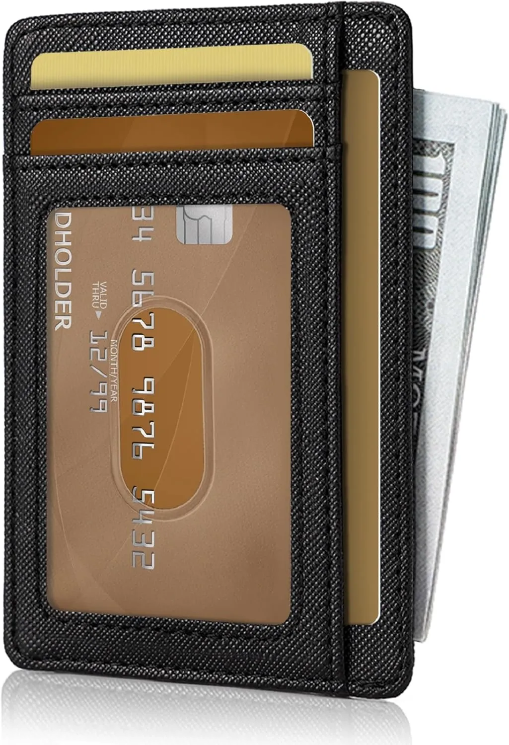 Hoewina Wallet for Men, Credit Card Holder, Slim Minimalist Wallet, Front Pocket RFID Blocking Leather Thin Wallet for Men and Women(Cross Black)
