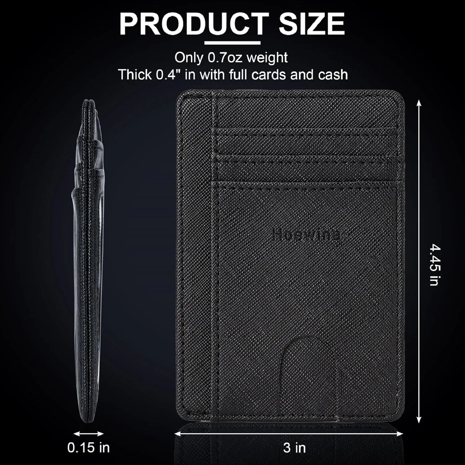 Hoewina Wallet for Men, Credit Card Holder, Slim Minimalist Wallet, Front Pocket RFID Blocking Leather Thin Wallet for Men and Women(Cross Black)