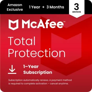 McAfee Total Protection 3-Device 2025 |15 Month Subscription with Auto-Renewal |Security Software Includes Antivirus, Secure VPN, Scam Protection, Identity Monitoring | Download