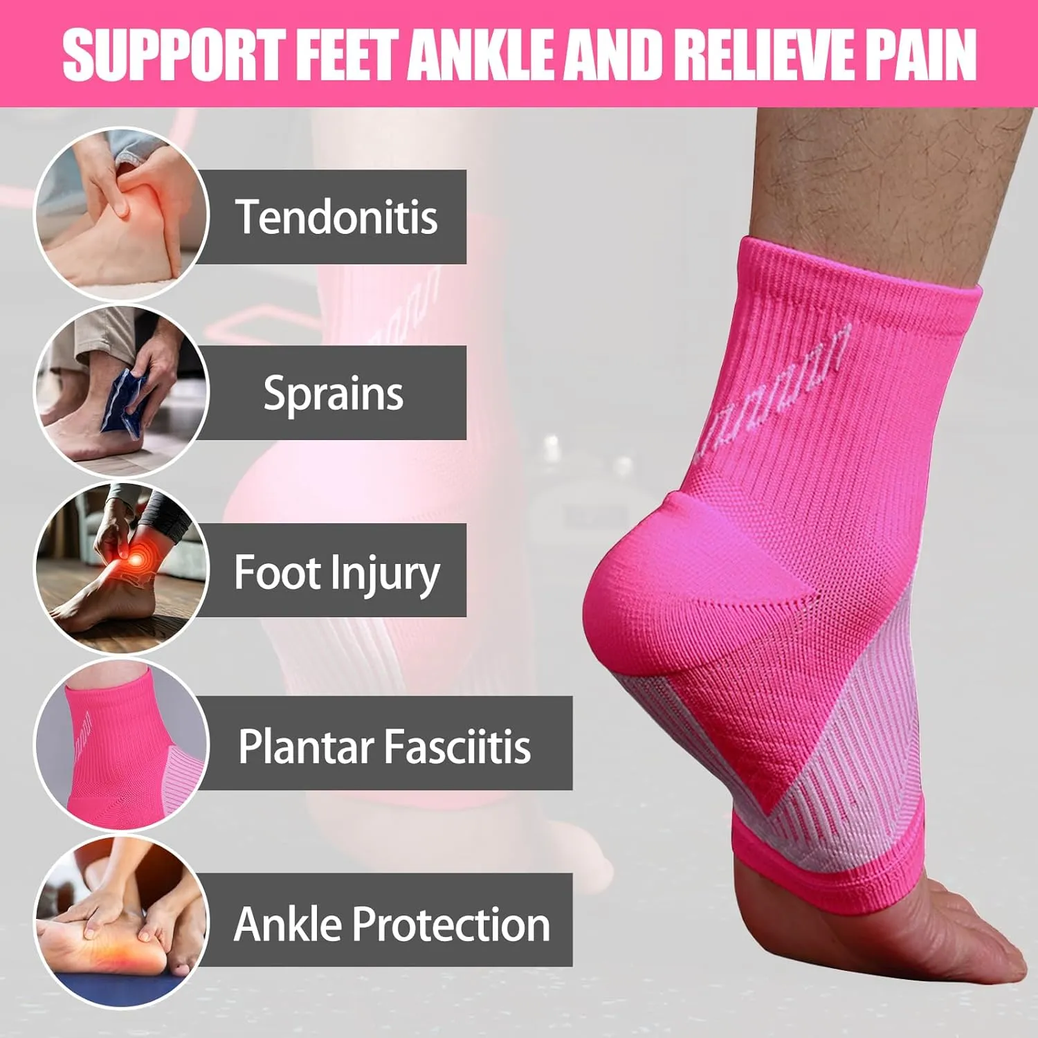 NuCamper Ankle Brace Compression Socks for Achilles Tendonitis Relief,Ankle Compression Sleeve Foot Support for Men & Women Heel Spurs,Foot Swelling,Fatigue & Sprain Arch Support for Daily Wear