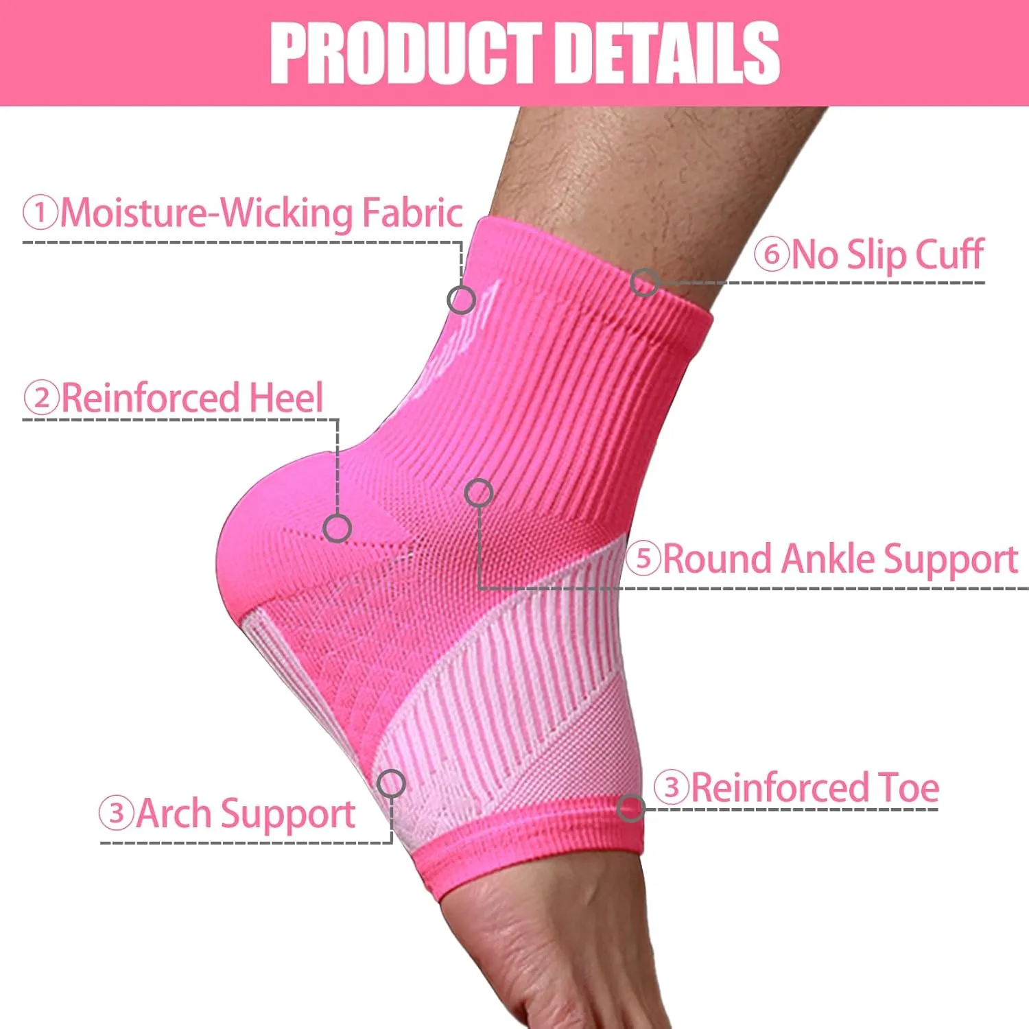 NuCamper Ankle Brace Compression Socks for Achilles Tendonitis Relief,Ankle Compression Sleeve Foot Support for Men & Women Heel Spurs,Foot Swelling,Fatigue & Sprain Arch Support for Daily Wear