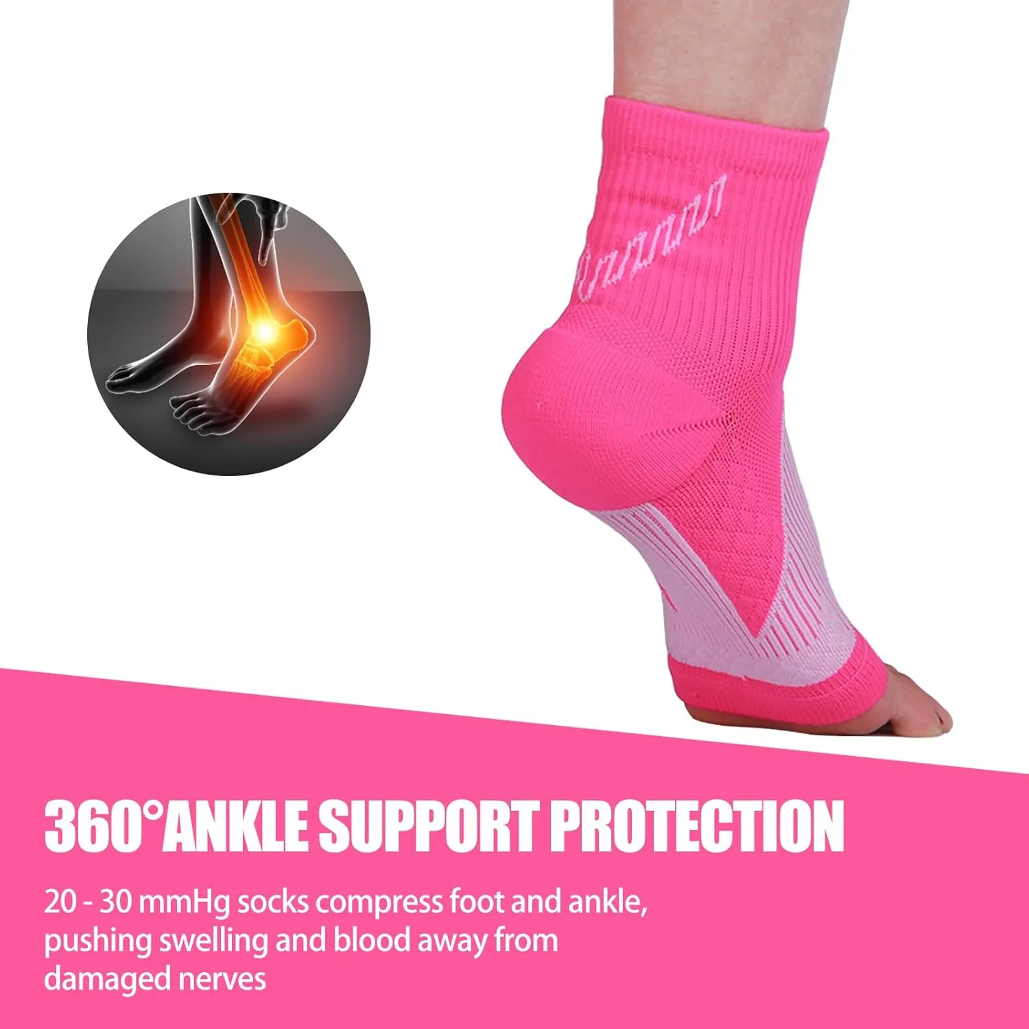 NuCamper Ankle Brace Compression Socks for Achilles Tendonitis Relief,Ankle Compression Sleeve Foot Support for Men & Women Heel Spurs,Foot Swelling,Fatigue & Sprain Arch Support for Daily Wear
