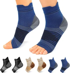 Plantar Fasciitis Sock (6 Pairs) for Men and Women, Compression Foot Sleeves with Arch and Ankle Support (Black, Nude, Navy, X-Large)