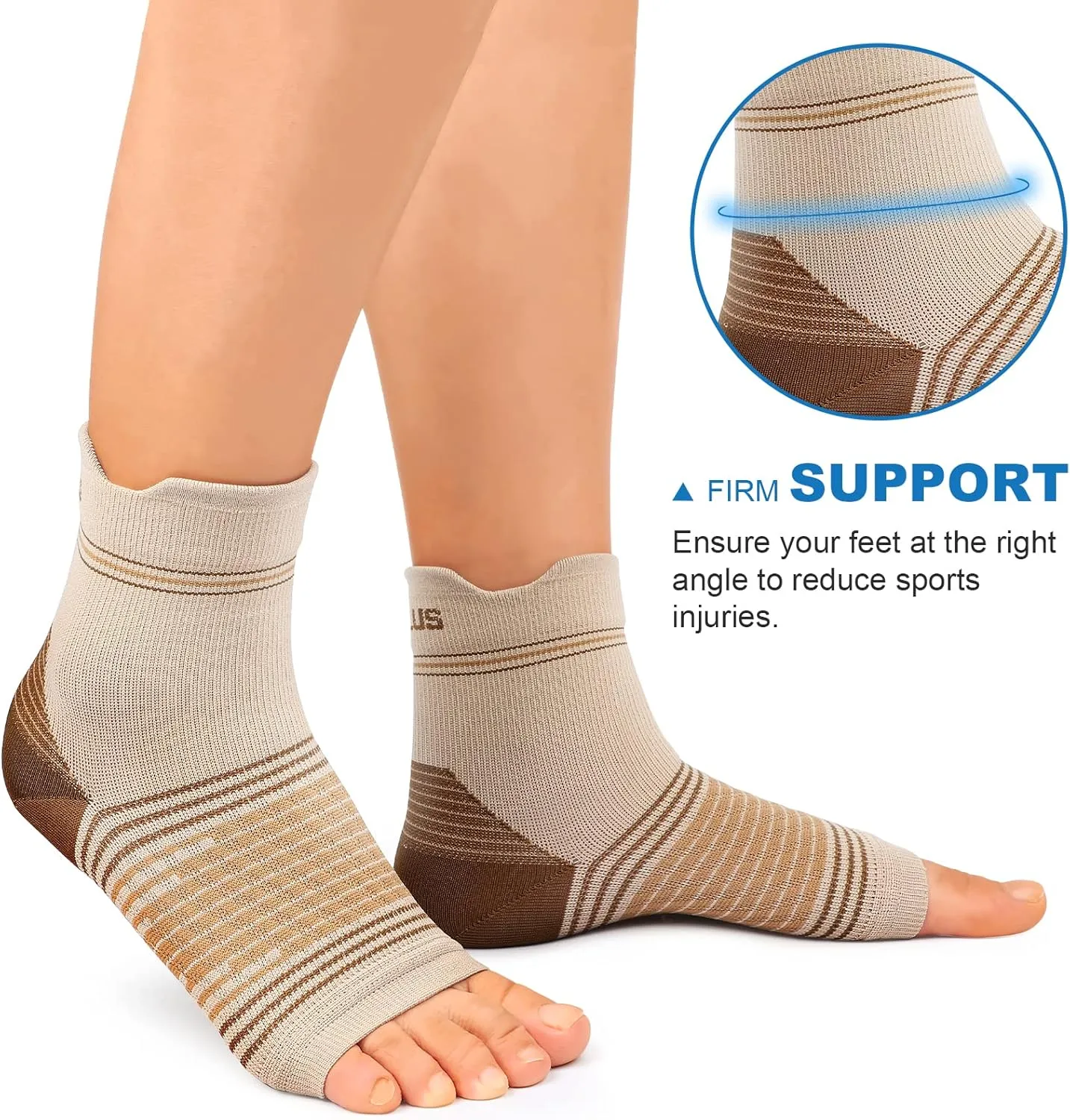 Plantar Fasciitis Sock (6 Pairs) for Men and Women, Compression Foot Sleeves with Arch and Ankle Support (Black, Nude, Navy, X-Large)