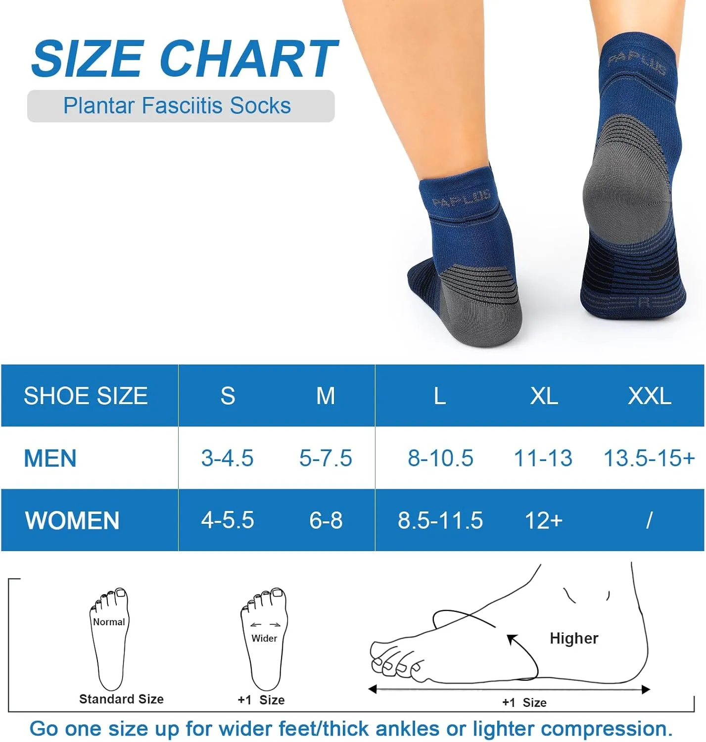 Plantar Fasciitis Sock (6 Pairs) for Men and Women, Compression Foot Sleeves with Arch and Ankle Support (Black, Nude, Navy, X-Large)