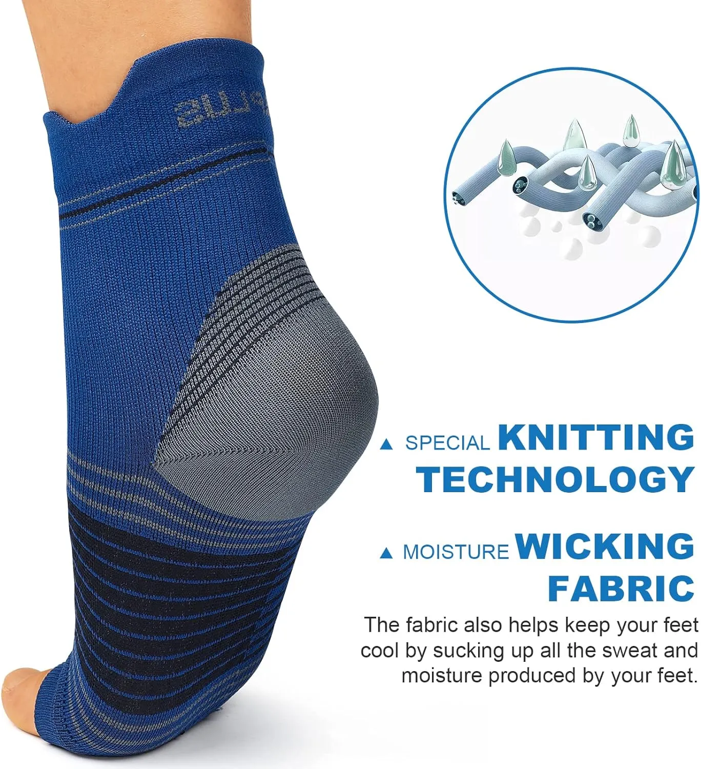 Plantar Fasciitis Sock (6 Pairs) for Men and Women, Compression Foot Sleeves with Arch and Ankle Support (Black, Nude, Navy, X-Large)