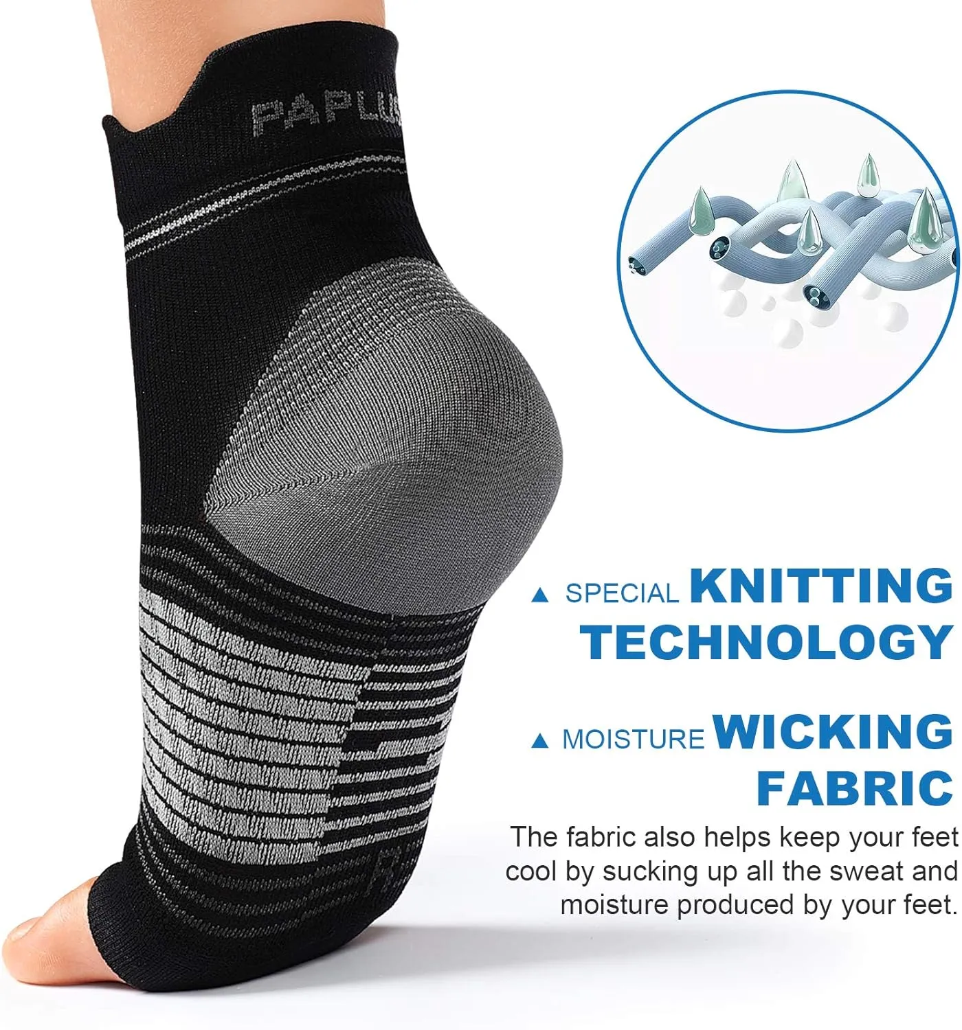 Plantar Fasciitis Sock (6 Pairs) for Men and Women, Compression Foot Sleeves with Arch and Ankle Support (Black, Small)
