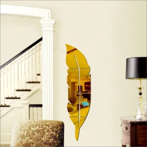 Plum Feather Golden Wall Mirrors|Acrylic Stickers|Mirrors|Wall Mirror Stickers|Wall Mirror Decor|Stickers for Wall|Sticker Mirror|Acrylic Mirror|Mirror for Wall|Mirror Stickers.914