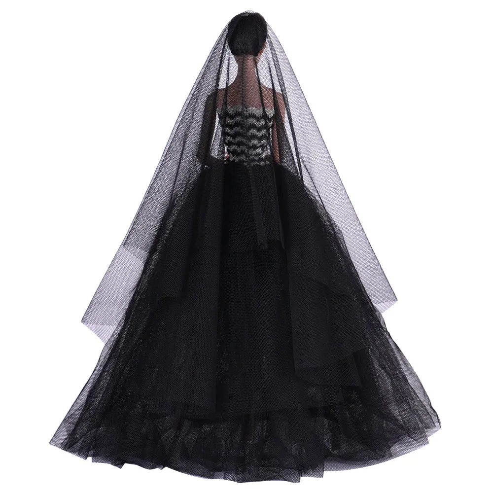 QUEBAN Bride Doll Wedding Dress with Veil Handmade Evening Party Fashion Clothes Wears Gown Exclusive Dress Outfit for 11.5 Inch Girl Dolls,Gift for Kids 3 to 8 Years Old - Black 1