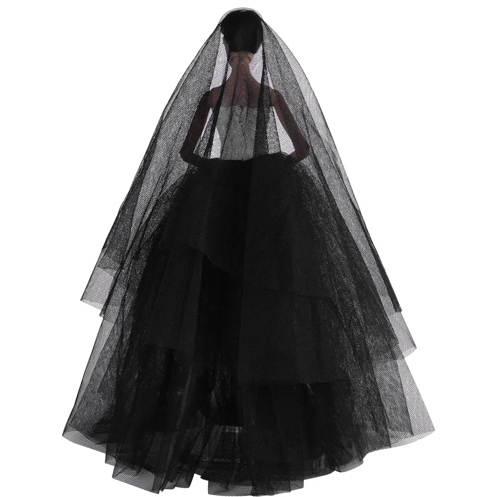 QUEBAN Bride Doll Wedding Dress with Veil Handmade Evening Party Fashion Clothes Wears Gown Exclusive Dress Outfit for 11.5 Inch Girl Dolls,Gift for Kids 3 to 8 Years Old - Black 2