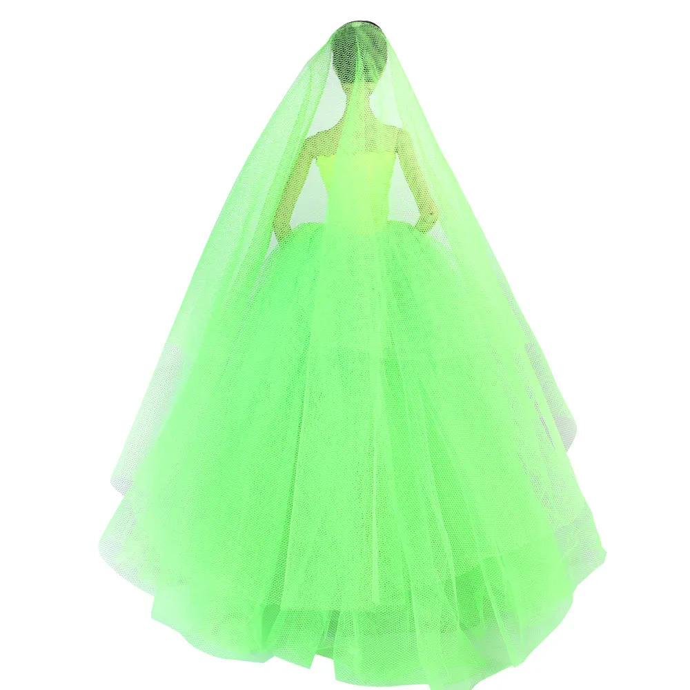 QUEBAN Bride Doll Wedding Dress with Veil Handmade Evening Party Fashion Clothes Wears Gown Exclusive Dress Outfit for 11.5 Inch Girl Dolls,Gift for Kids 3 to 8 Years Old - Green