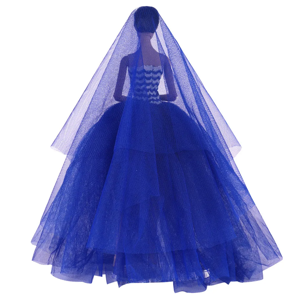 QUEBAN Bride Doll Wedding Dress with Veil Handmade Evening Party Fashion Clothes Wears Gown Exclusive Dress Outfit for 11.5 Inch Girl Dolls,Gift for Kids 3 to 8 Years Old - Light Blue 1