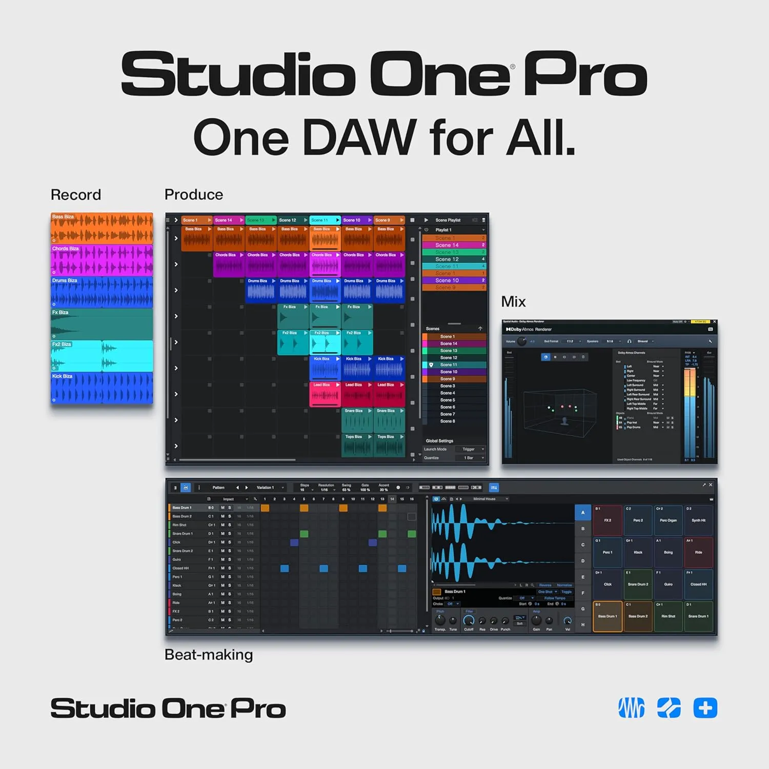 Studio One Pro  6 Months Access Key  Music Production Recording Software, Studio One Pro 7 DAW Access plus Extra Access to 100GB Cloud Storage, Plug-Ins, Mix Effects, Loops & Samples