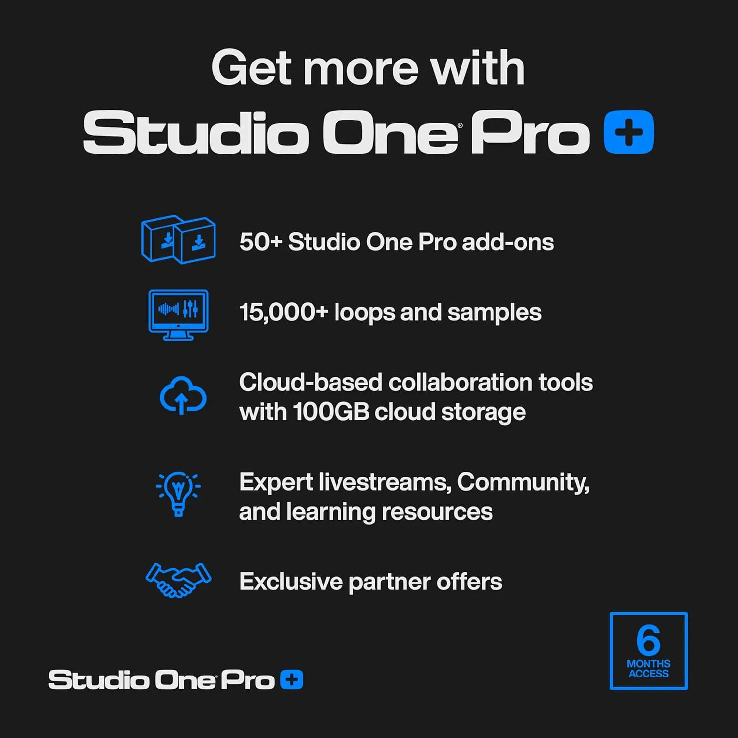 Studio One Pro  6 Months Access Key  Music Production Recording Software, Studio One Pro 7 DAW Access plus Extra Access to 100GB Cloud Storage, Plug-Ins, Mix Effects, Loops & Samples