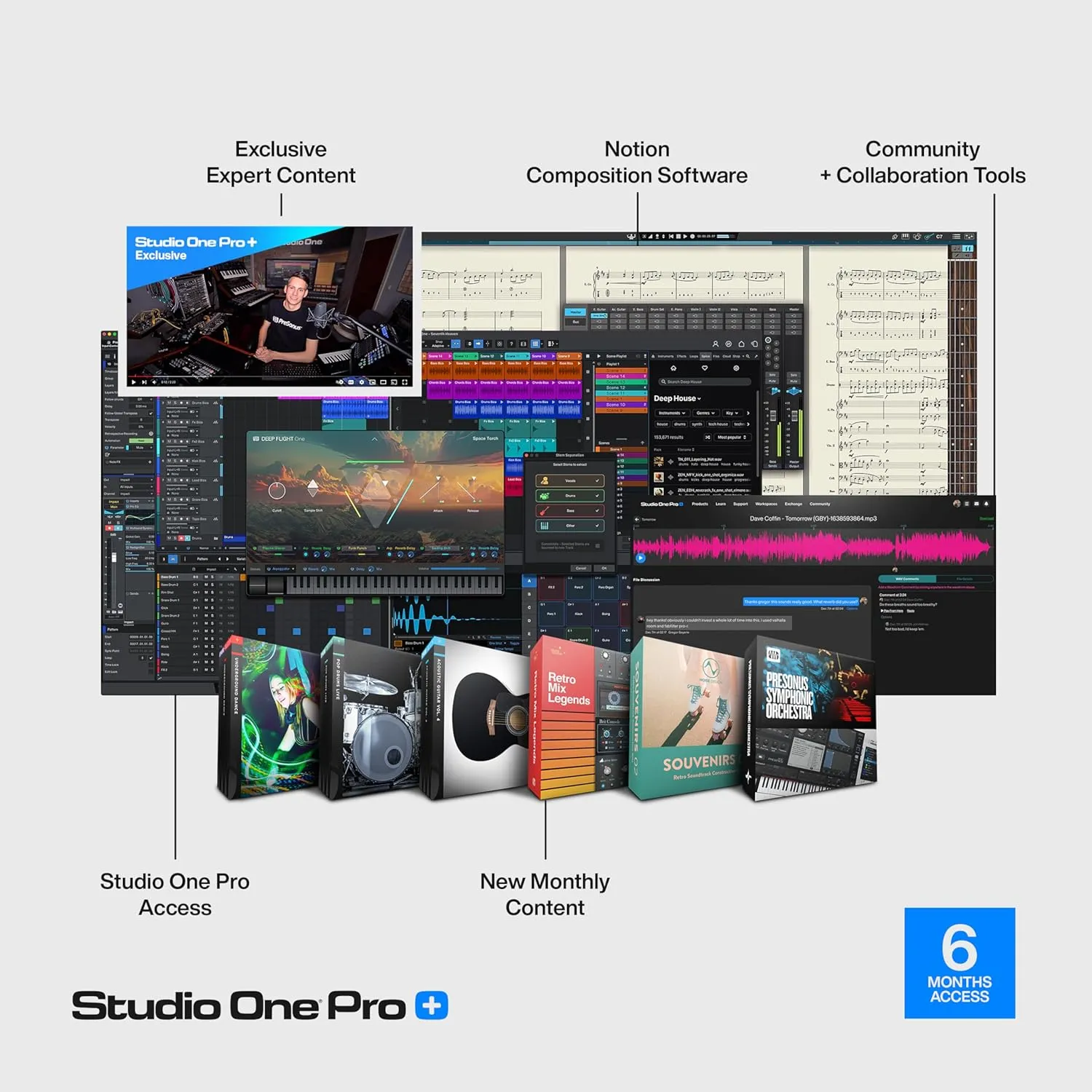 Studio One Pro  6 Months Access Key  Music Production Recording Software, Studio One Pro 7 DAW Access plus Extra Access to 100GB Cloud Storage, Plug-Ins, Mix Effects, Loops & Samples