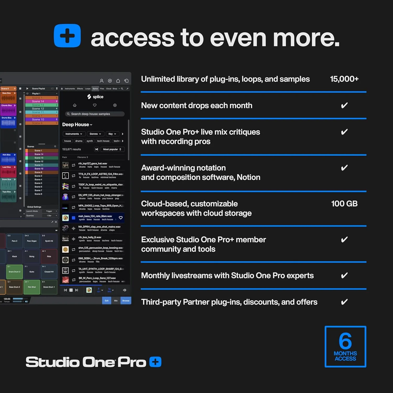 Studio One Pro  6 Months Access Key  Music Production Recording Software, Studio One Pro 7 DAW Access plus Extra Access to 100GB Cloud Storage, Plug-Ins, Mix Effects, Loops & Samples