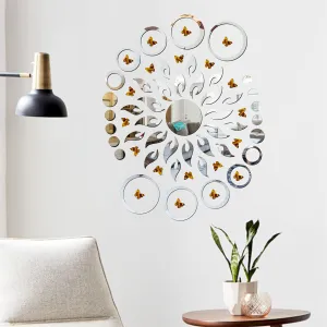 Sun 20 Ring Dot 20 Butterfly Silver Wall Mirrors|Acrylic Stickers|Mirrors|Wall Mirror Stickers|Wall Mirror Decor|Stickers for Wall|Sticker Mirror|Acrylic Mirror|Mirror for Wall|Mirror Stickers.78