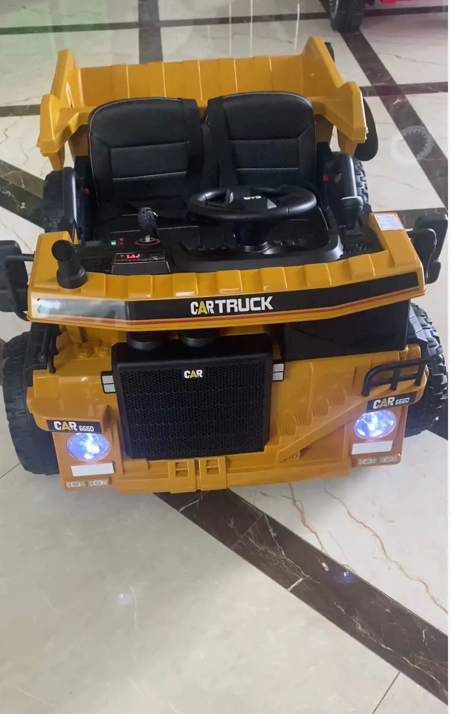 Super Cool 2025 Upgraded 12V Construction Dump Truck Ride-On Car | Rubber Tires | Leather Seat | Remote | Ages 1-6