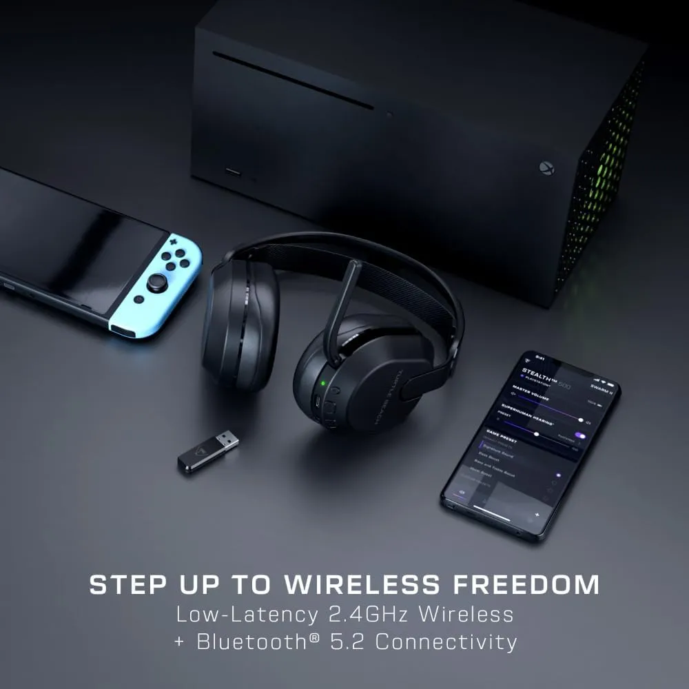 Turtle Beach Stealth 500 Wireless Gaming Headset with Mic Licensed for Xbox Series X|S, Xbox One & works via Bluetooth with PC & Mobile  40-Hr Battery, Memory Foam Cushions, Black (Renewed)